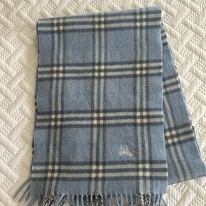 Burberry Light Blue and Cream Checkered Scarf